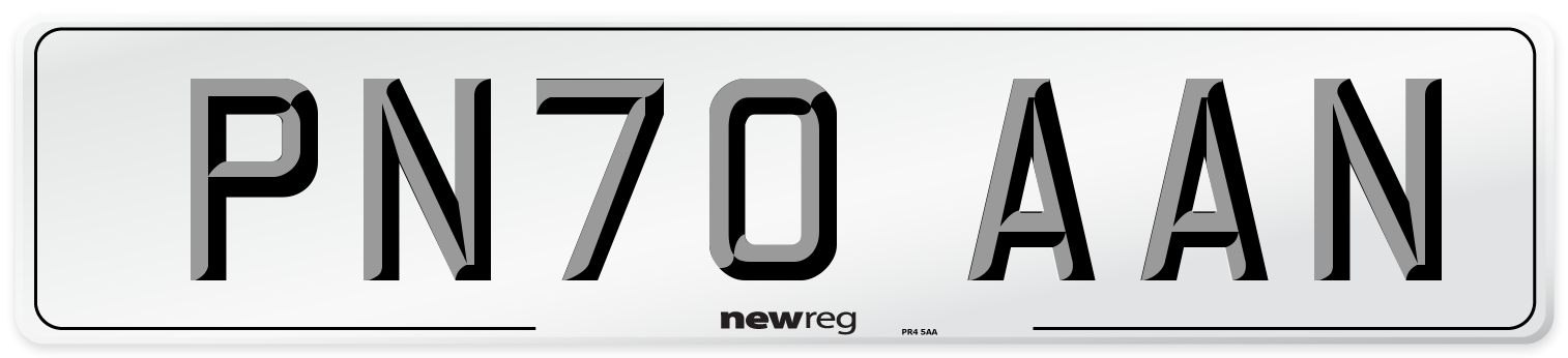 PN70 AAN Number Plate from New Reg